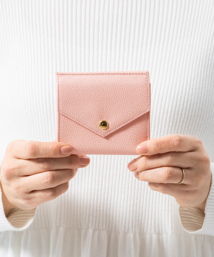 ムラ MURA MURA ゴートシュリンクレザー スキミング防止 スナップボタン 二つ折り財布 (ピンク) ピンク