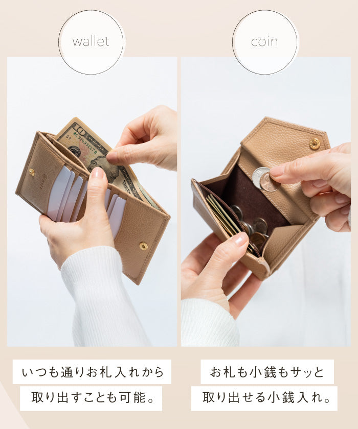 ムラ MURA MURA ゴートシュリンクレザー スキミング防止 スナップボタン 二つ折り財布 (ピンク) ピンク