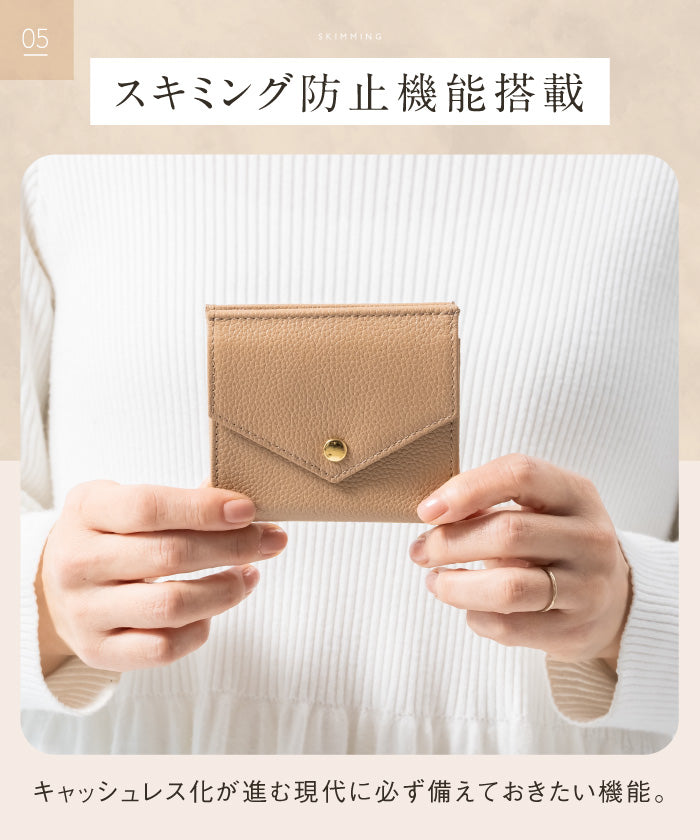 ムラ MURA MURA ゴートシュリンクレザー スキミング防止 スナップボタン 二つ折り財布 (ピンク) ピンク