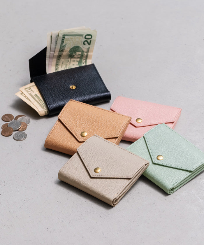 ムラ MURA MURA ゴートシュリンクレザー スキミング防止 スナップボタン 二つ折り財布 (ブラック) ブラック