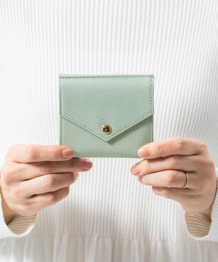 ムラ MURA MURA ゴートシュリンクレザー スキミング防止 スナップボタン 二つ折り財布 (グリーン) グリーン