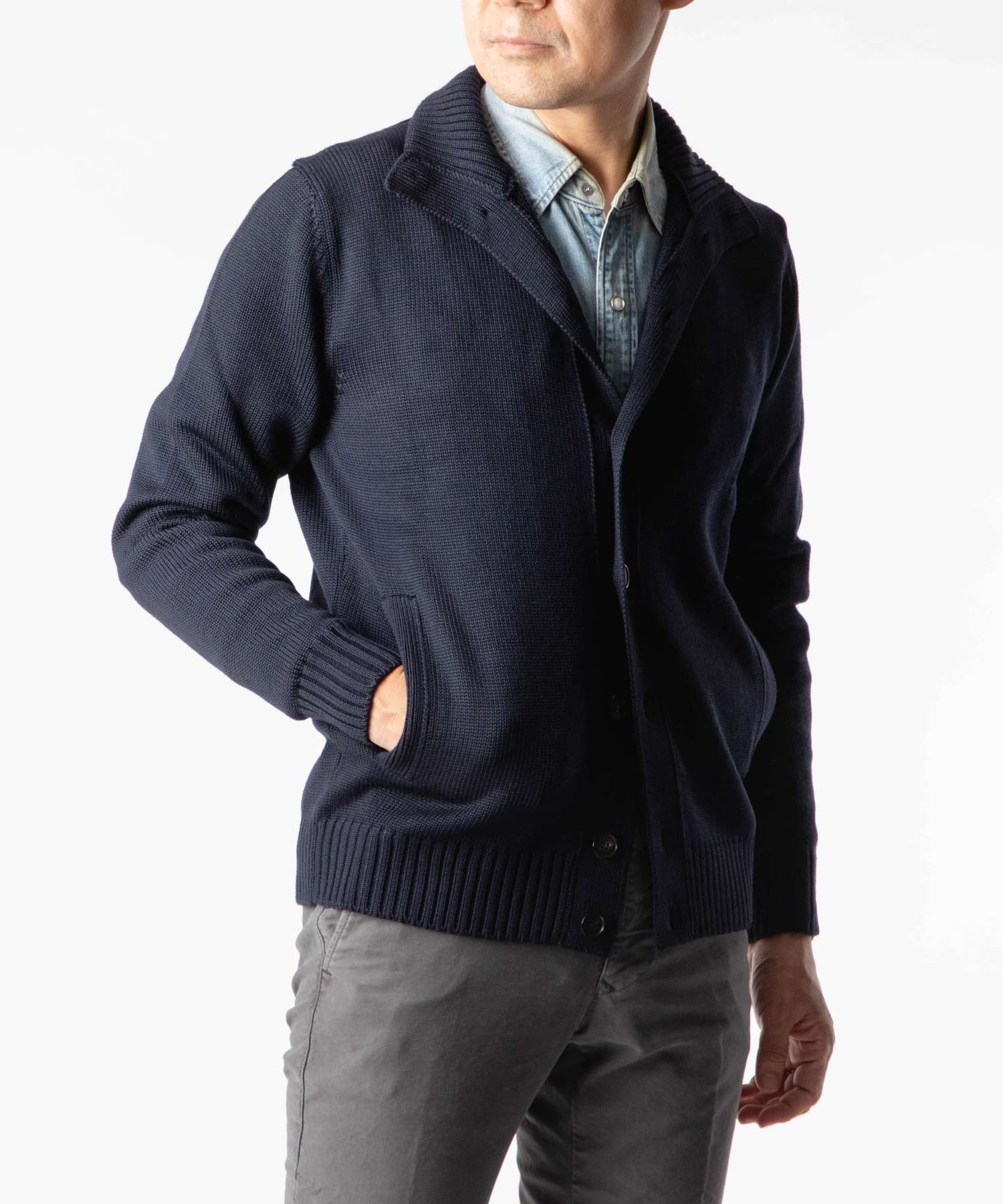 ザノーネ ZANONE ザノーネ ZANONE 810100 - ZR229 カーディガン CHIOTO メンズ トップス 長袖 ニットジャケット キョート メリノウール 5ゲージ ミドルゲージ スタン (ライトブルー) ライトブルー