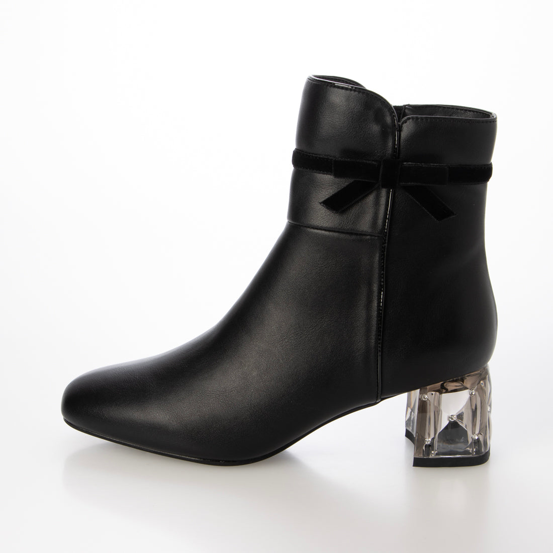 ムーム MUUM クリアヒールサイドリボンショートブーツ (BL) BL