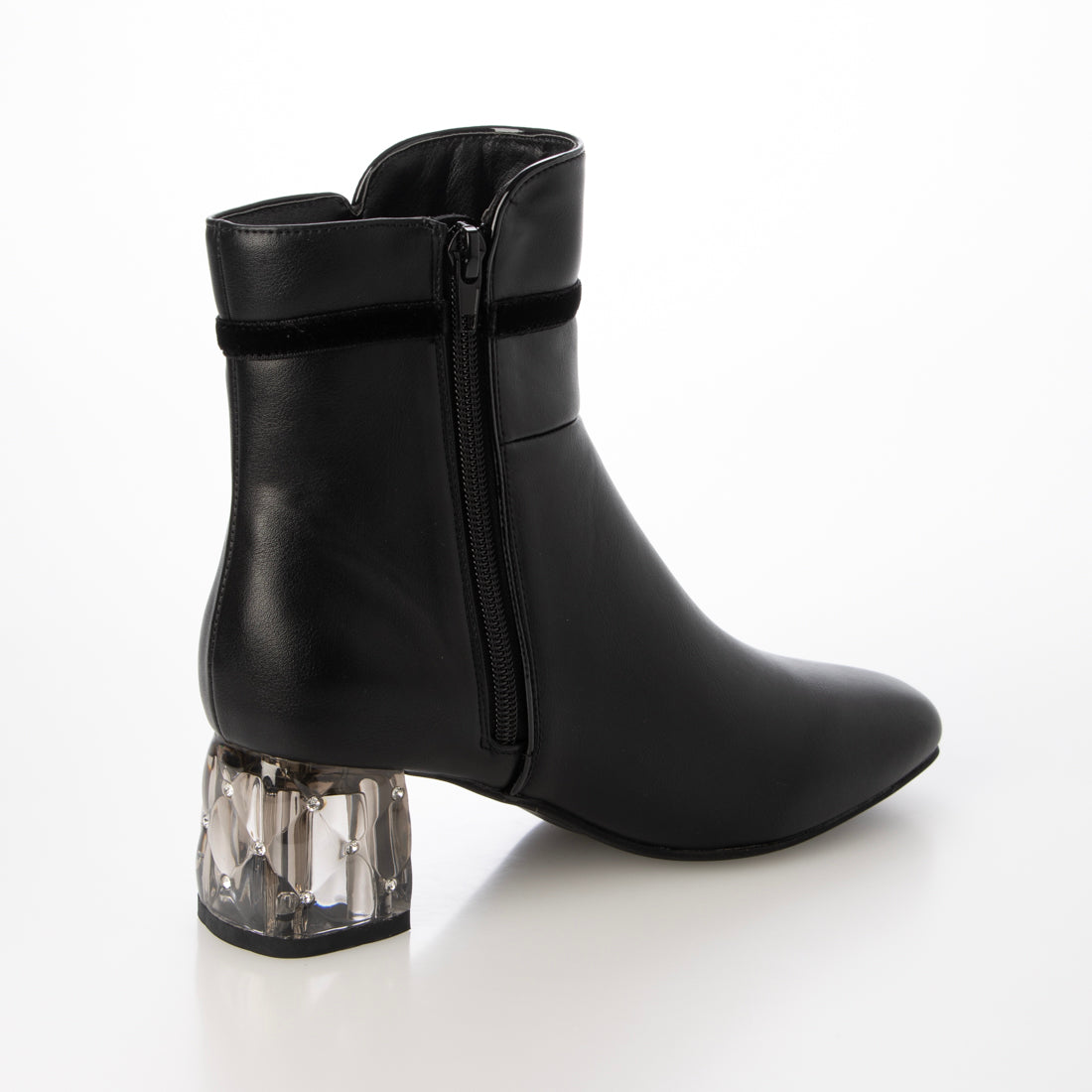 ムーム MUUM クリアヒールサイドリボンショートブーツ (BL) BL