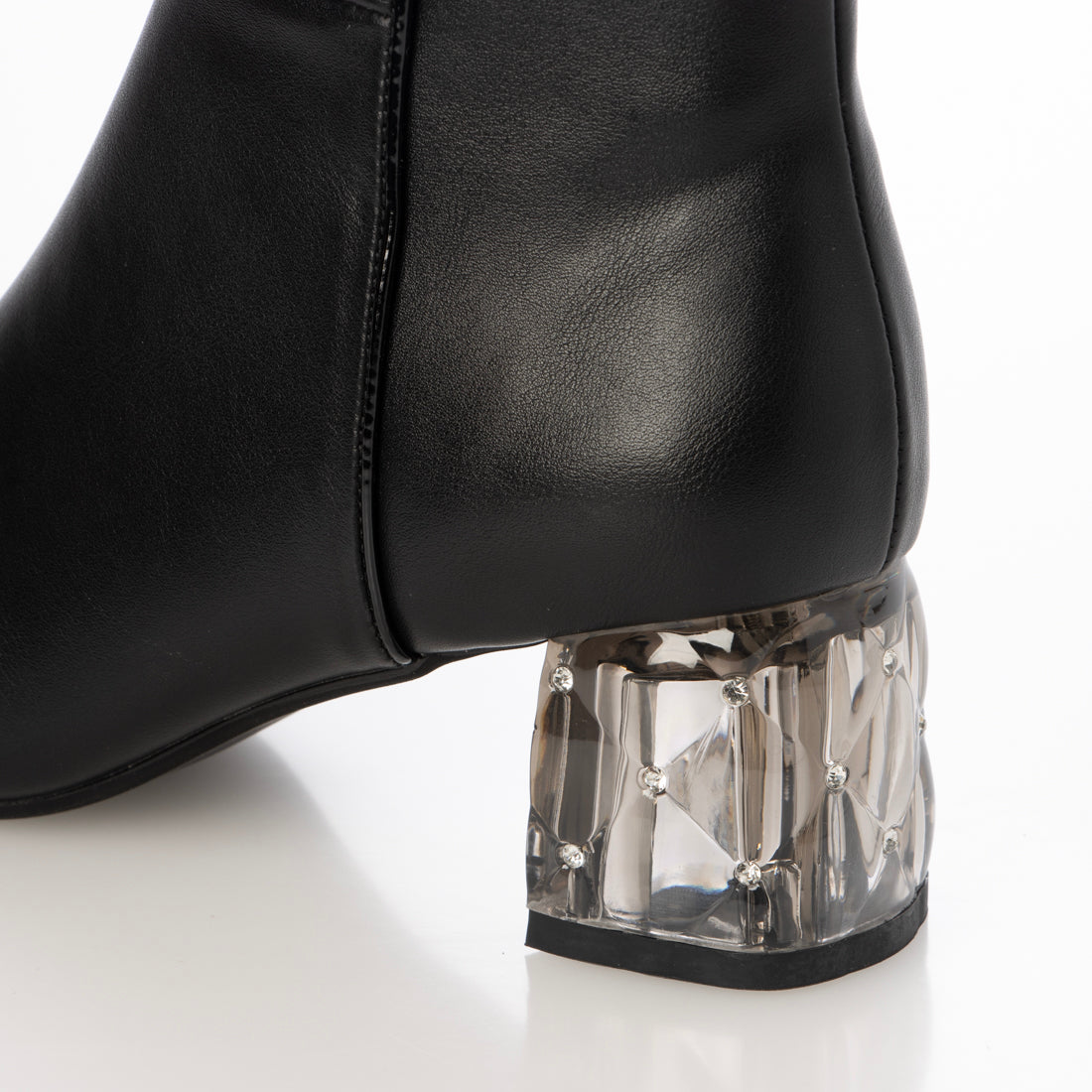 ムーム MUUM クリアヒールサイドリボンショートブーツ (BL) BL