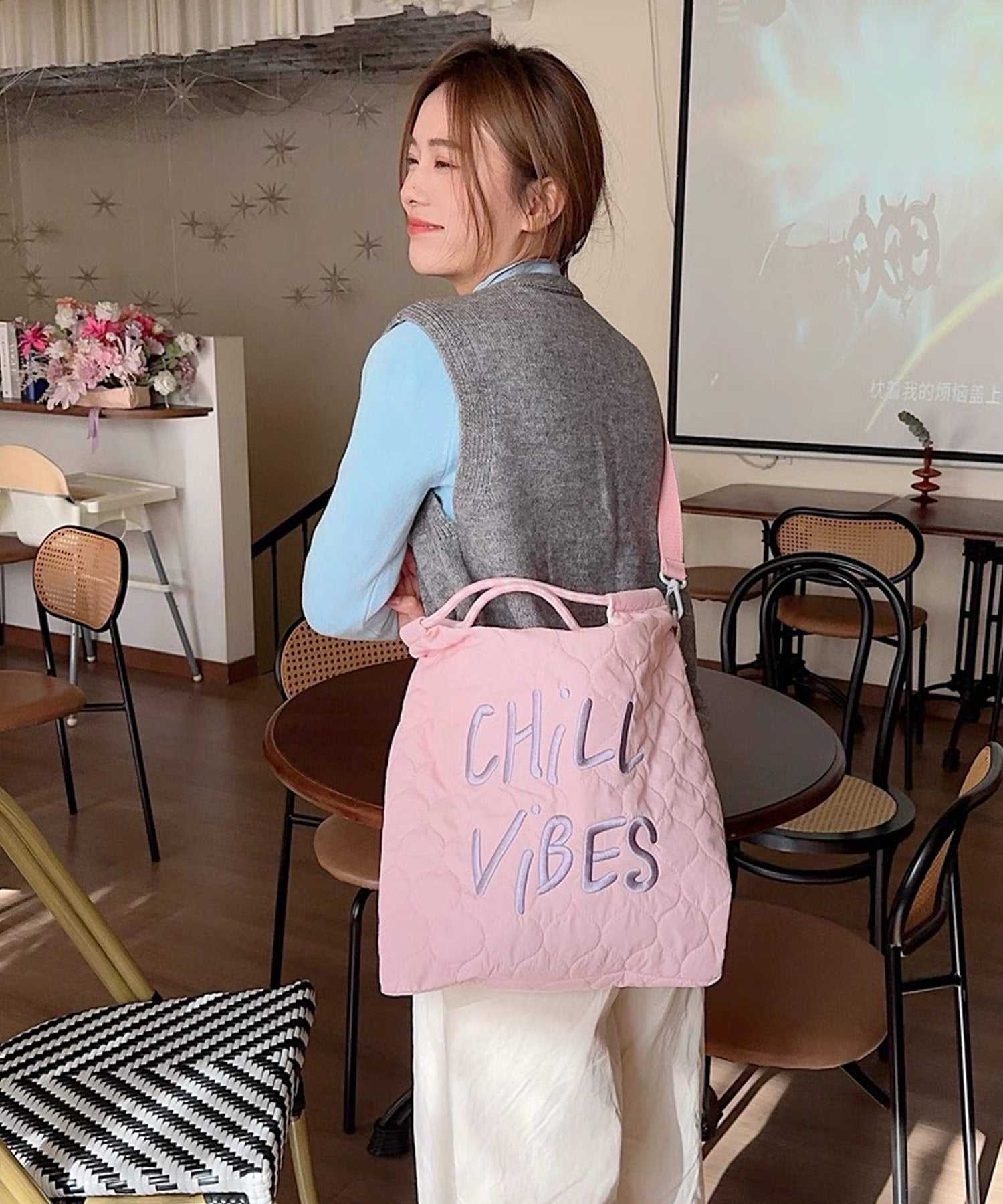 ショップニコニコ ShopNikoNiko パステルカラー キルティング トートバッグ【即納】通勤通学 マザーズバッグ エコバッグ 鞄 カバン かばん ショルダーバッグ 斜め掛け ハンドバッグ 大容量 2way (ピンク) ピンク