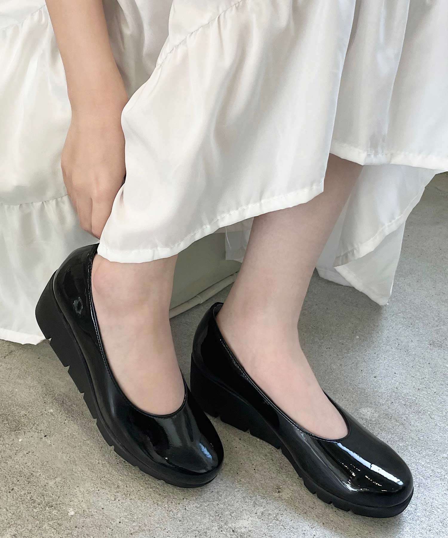 ショップニコニコ ShopNikoNiko 日本製 究極的穿著舒適感 鞋跟平底鞋 【即時發貨】鞋子 包鞋 招聘 就業 通勤 簡約 日本製 媽媽觸感