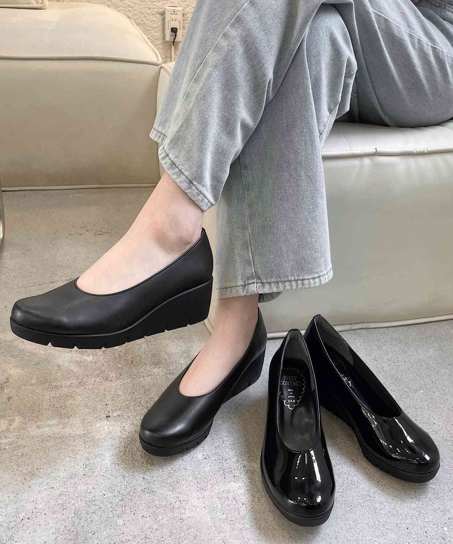 ショップニコニコ ShopNikoNiko 日本製 究極的穿著舒適感 鞋跟平底鞋 【即時發貨】鞋子 包鞋 招聘 就業 通勤 簡約 日本製 媽媽觸感