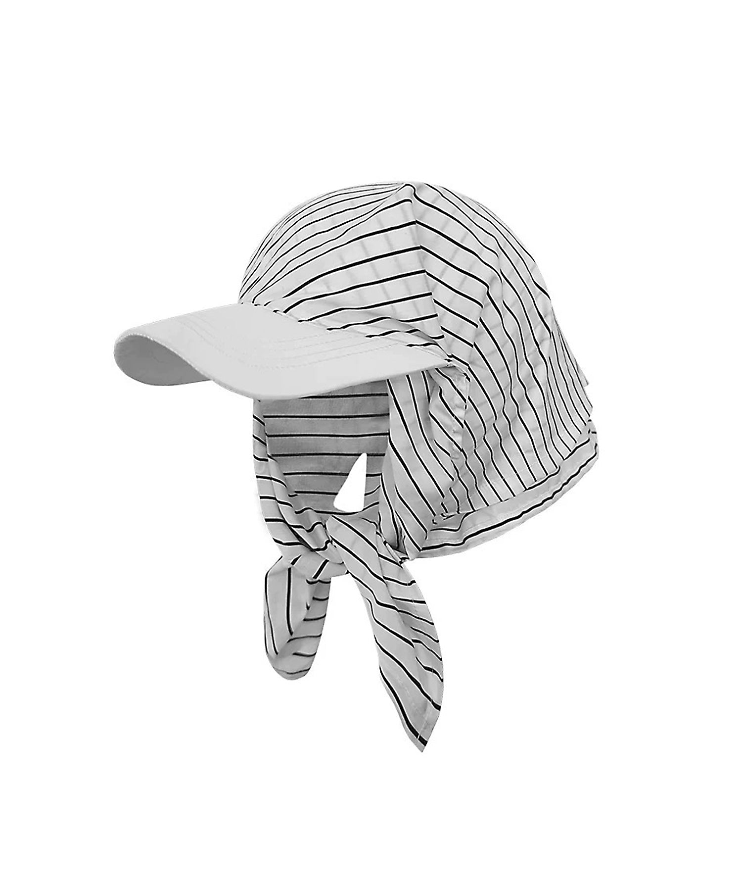 ショップニコニコ ShopNikoNiko ストライプ柄 スカーフキャップ【即納】ライブ参戦 フェスコーデ アウトドア レジャー ビーチ 海 リゾート 帽子 一体化 紫外線対策 熱中症対策 UV対策 小顔効果 (ホワイト) ホワイト
