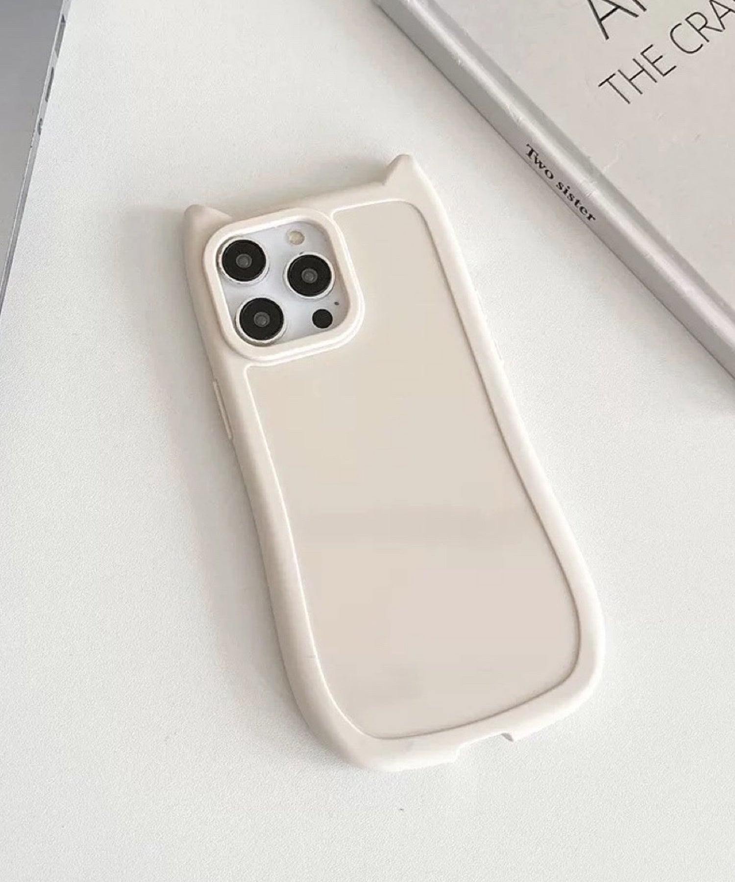 ショップニコニコ ShopNikoNiko 猫耳 マットフレーム スマホケース ma 【即納】iPhoneケース iPhoneカバー 12 13 14 15 16 ソフトケース 韓国スマホケース ネコ耳 ねこ耳 (ホワイト) ホワイト