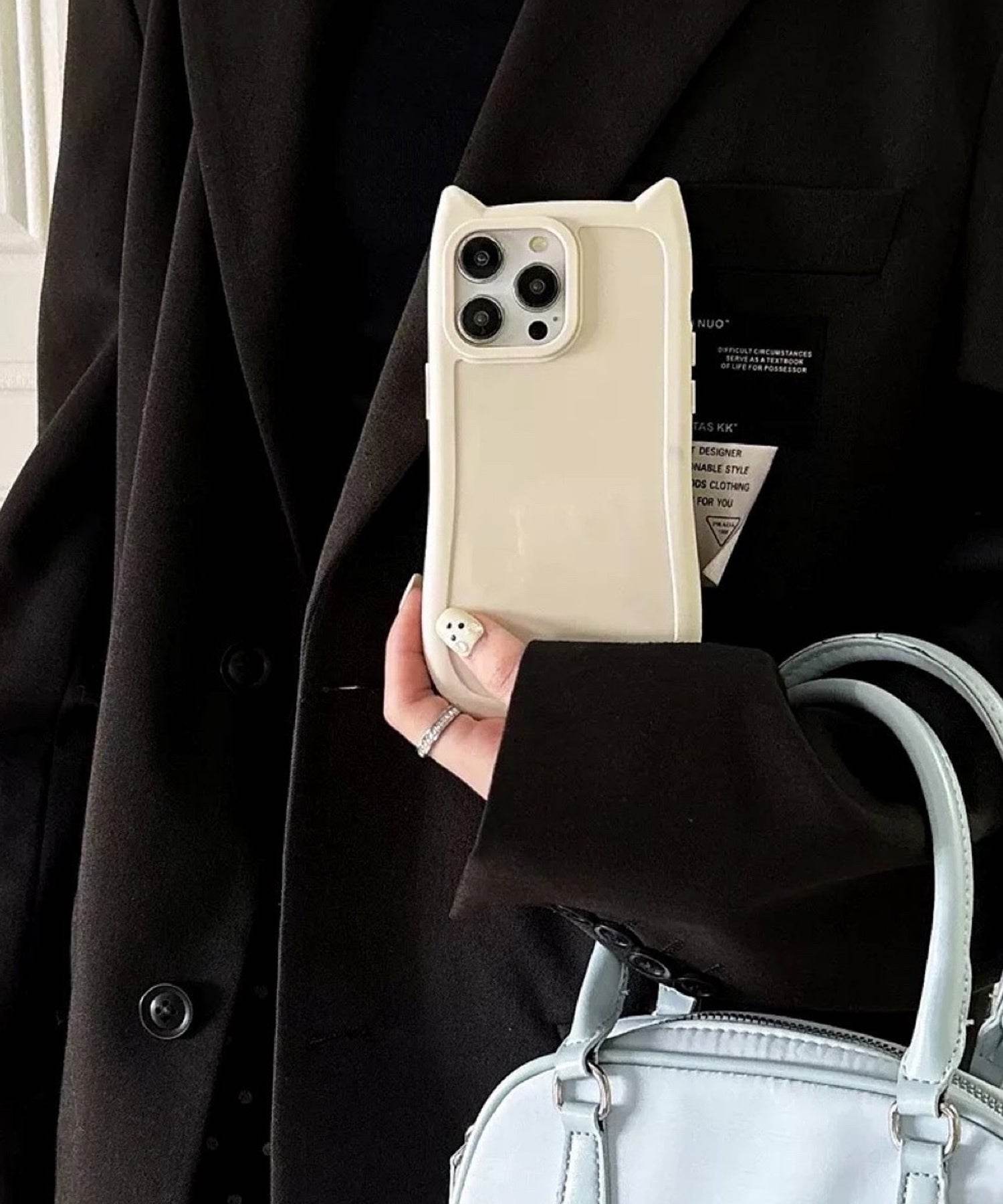 ショップニコニコ ShopNikoNiko 猫耳 マットフレーム スマホケース ma 【即納】iPhoneケース iPhoneカバー 12 13 14 15 16 ソフトケース 韓国スマホケース ネコ耳 ねこ耳 (ホワイト) ホワイト