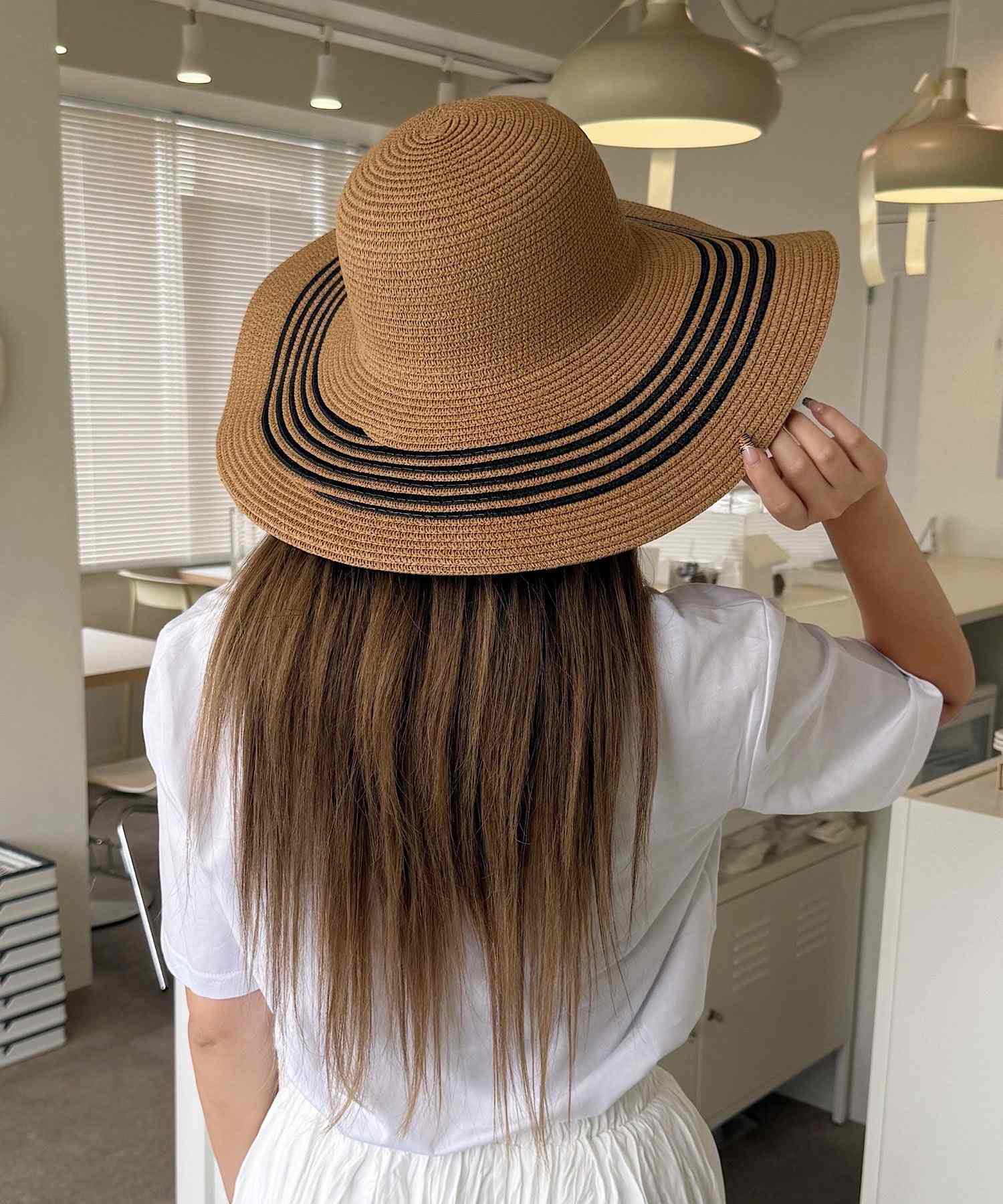 ショップニコニコ ShopNikoNiko つば広 ペーパー編み 麦わら帽子【即納】韓国カジュアル アウトドア キャンプ 海 ビーチ リゾート プール 帽子 ペーパーハット ストローハット ハット ストロー編み (ブラウン) ブラウン