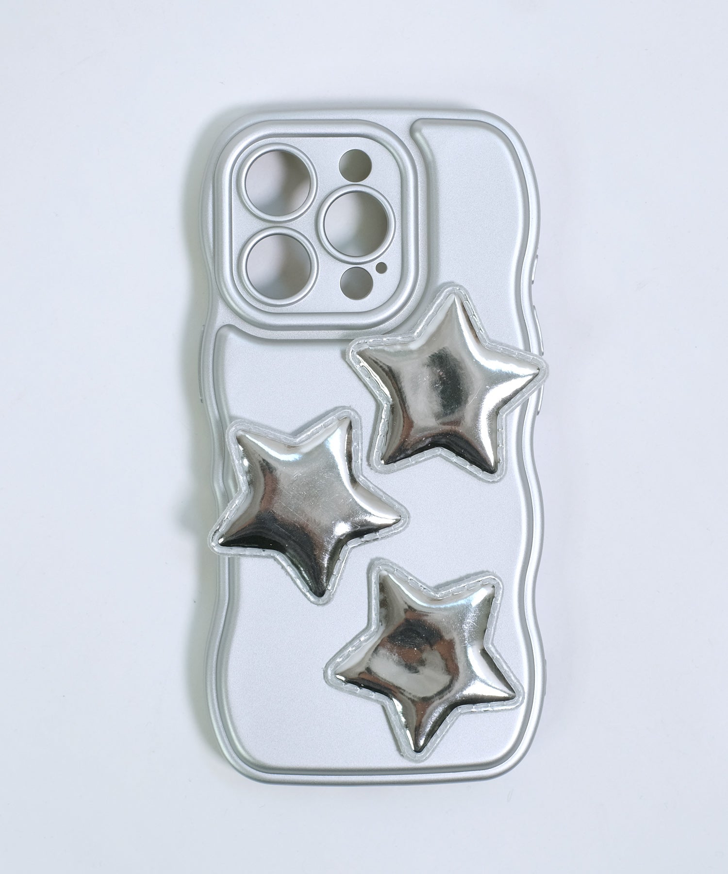 ショップニコニコ ShopNikoNiko メタリックシルバースター ウェーブ スマホケース ma 【即納】スマホカバー iPhoneカバー TPU ソフトケース スターデザイン 星デザイン ぷっくり ウェーブ (シルバー) シルバー