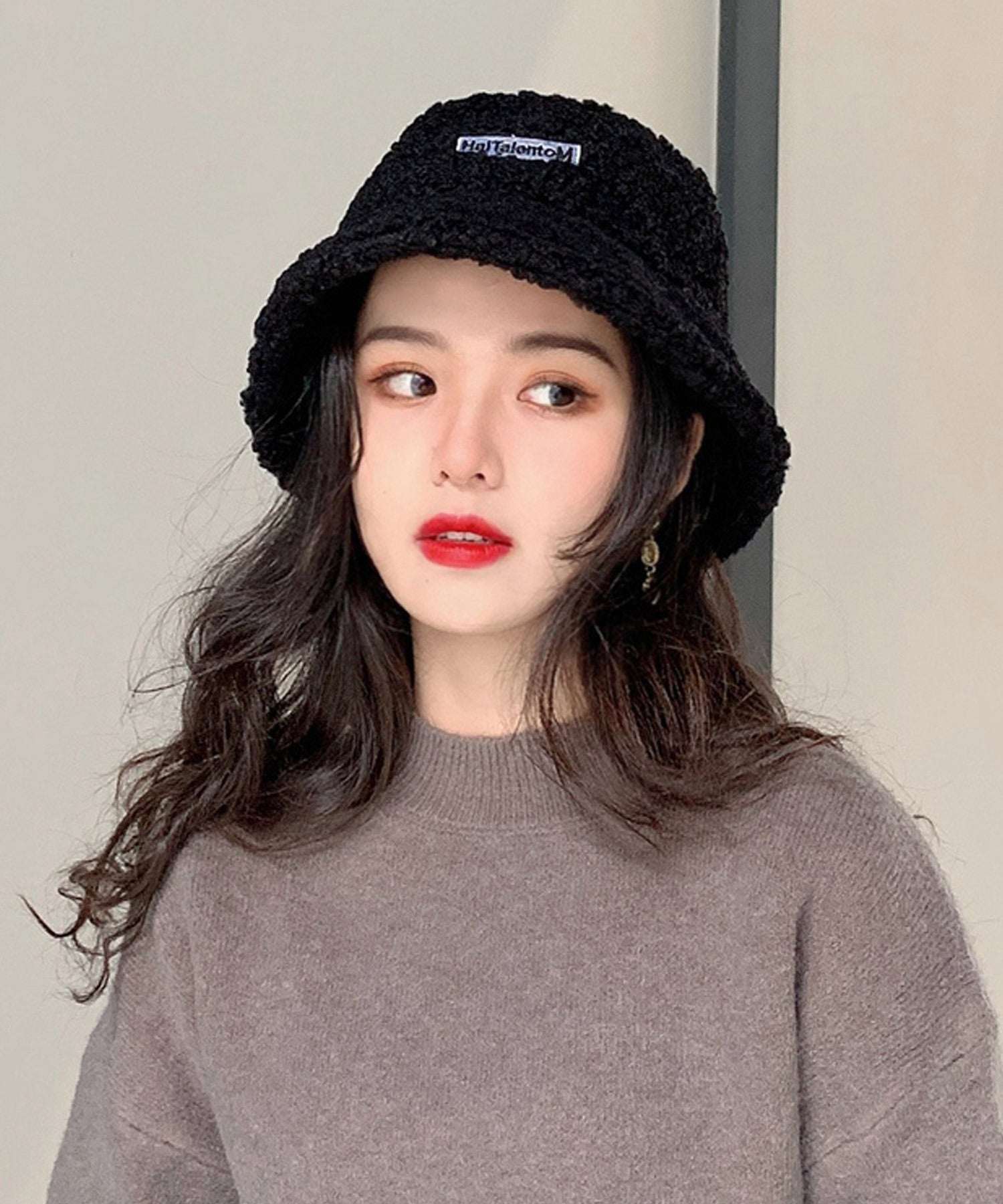ShopNikoNiko Boa Bucket Hat 【Immediate Delivery】 Boa Fluffy Soft Bucket Hat Bukeha Hat Warm Autumn Winter Season Mood Like Cute Trend Korean