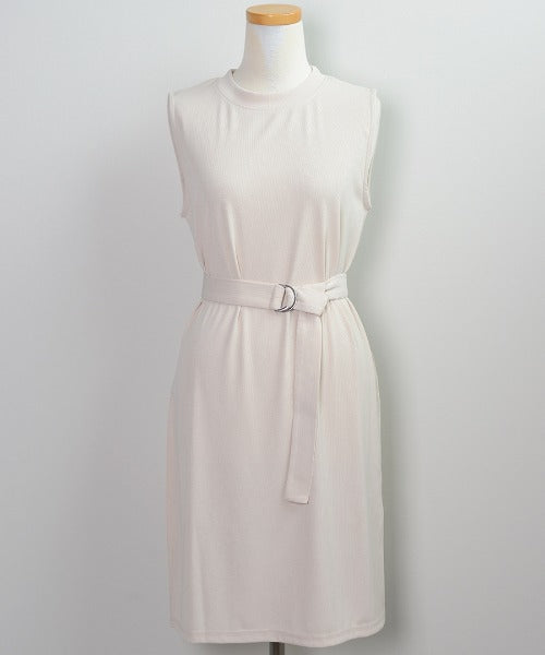 ショップニコニコ ShopNikoNiko ベルト付き細リブスリットチュニック 【即納】 シンプル ベルト付き 細リブスリット チュニック トレンド レディース 韓国ファッション 流行