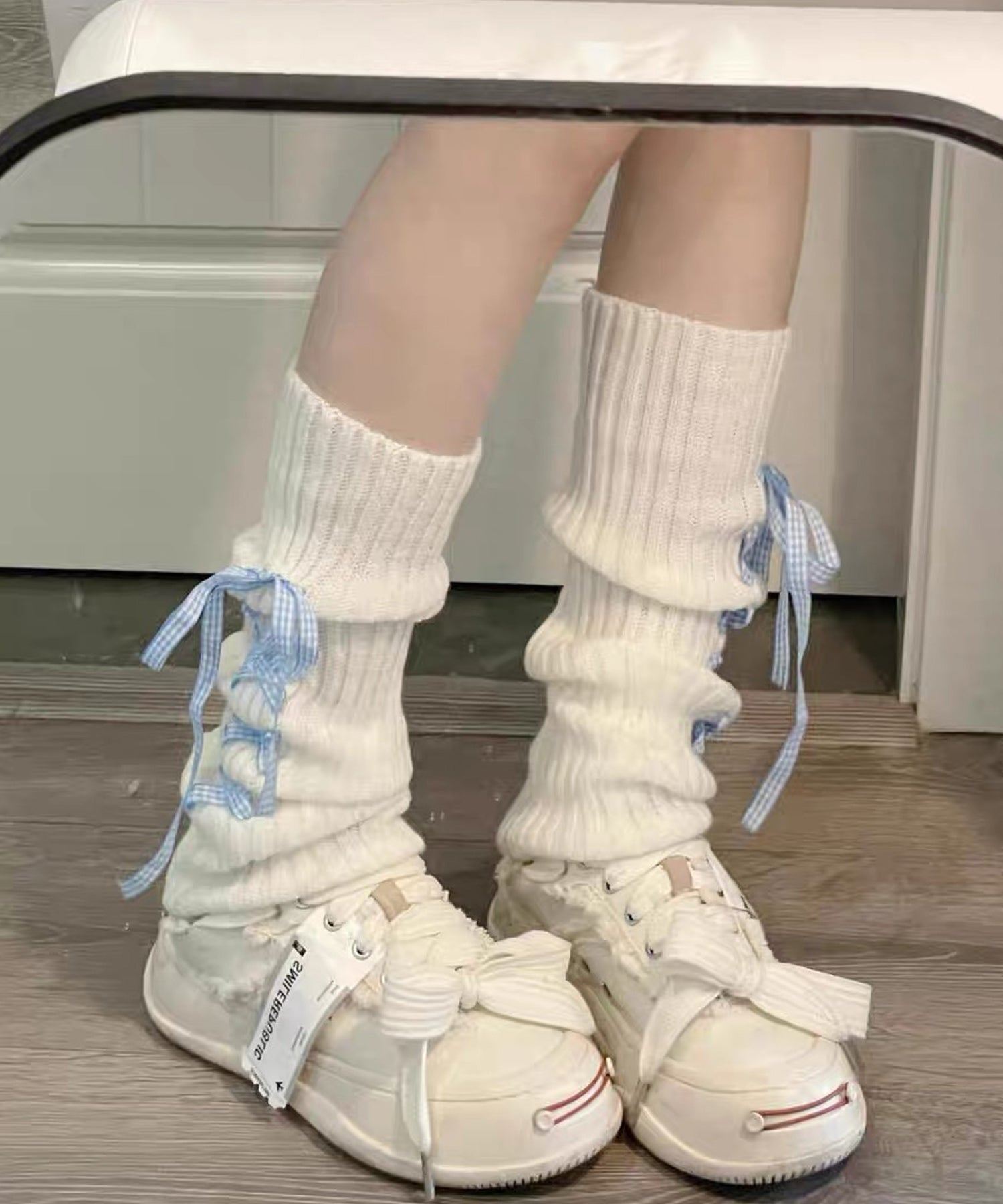 ShopNikoNiko Lace-Up Ribbon Loose Socks 【Immediate Delivery】 Leg Warmers Leg Covers Socks Pile Socks Bow Tie Student Uniform Ballet Core French Girly Lolly