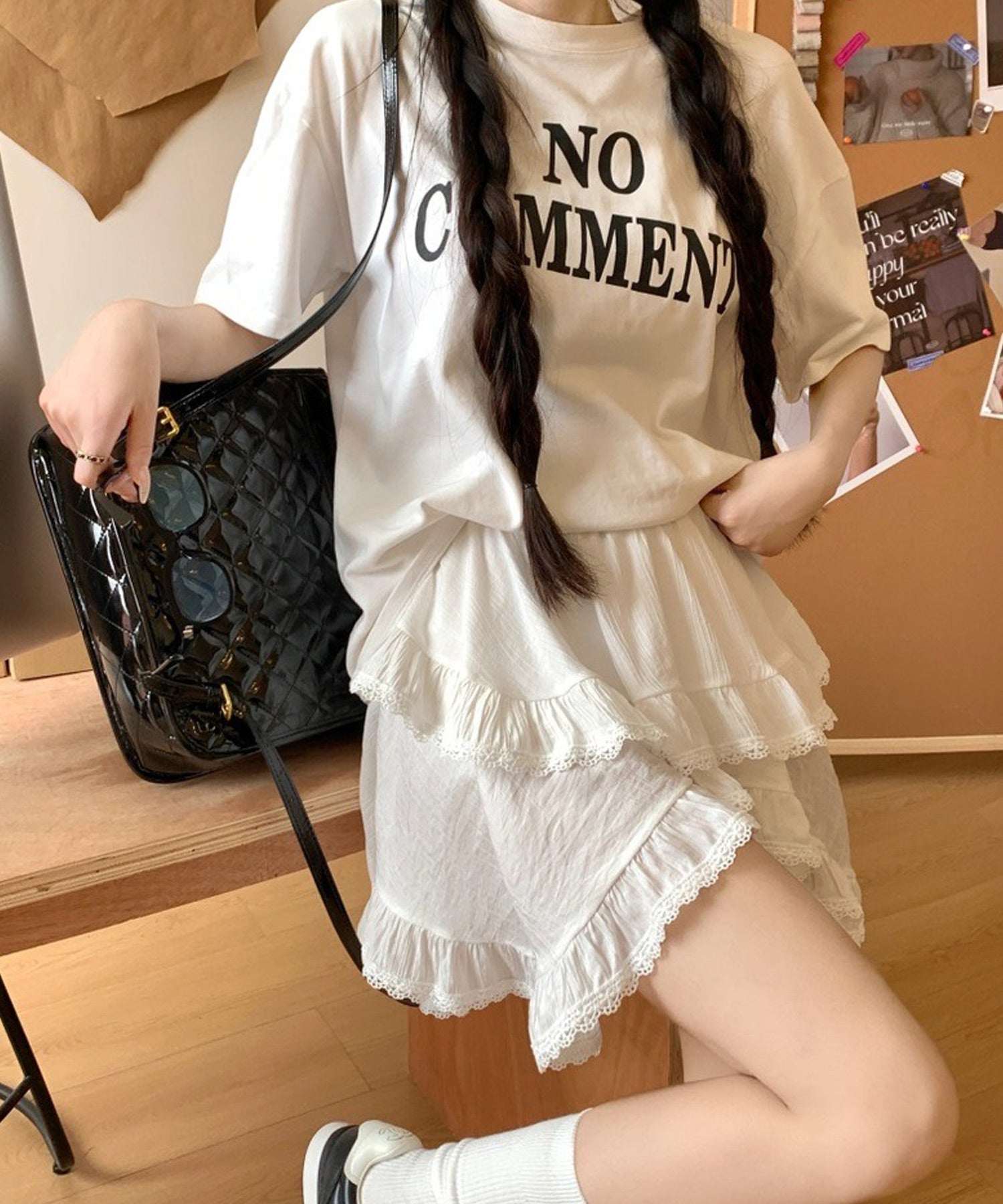 ショップニコニコ ShopNikoNiko ハイウエスト ティアード レースミニスカート【即納】 韓国ファッション 韓国カジュアル Y2Kファッション 韓国ガーリー フィッシュテールスカート ギャザースカ