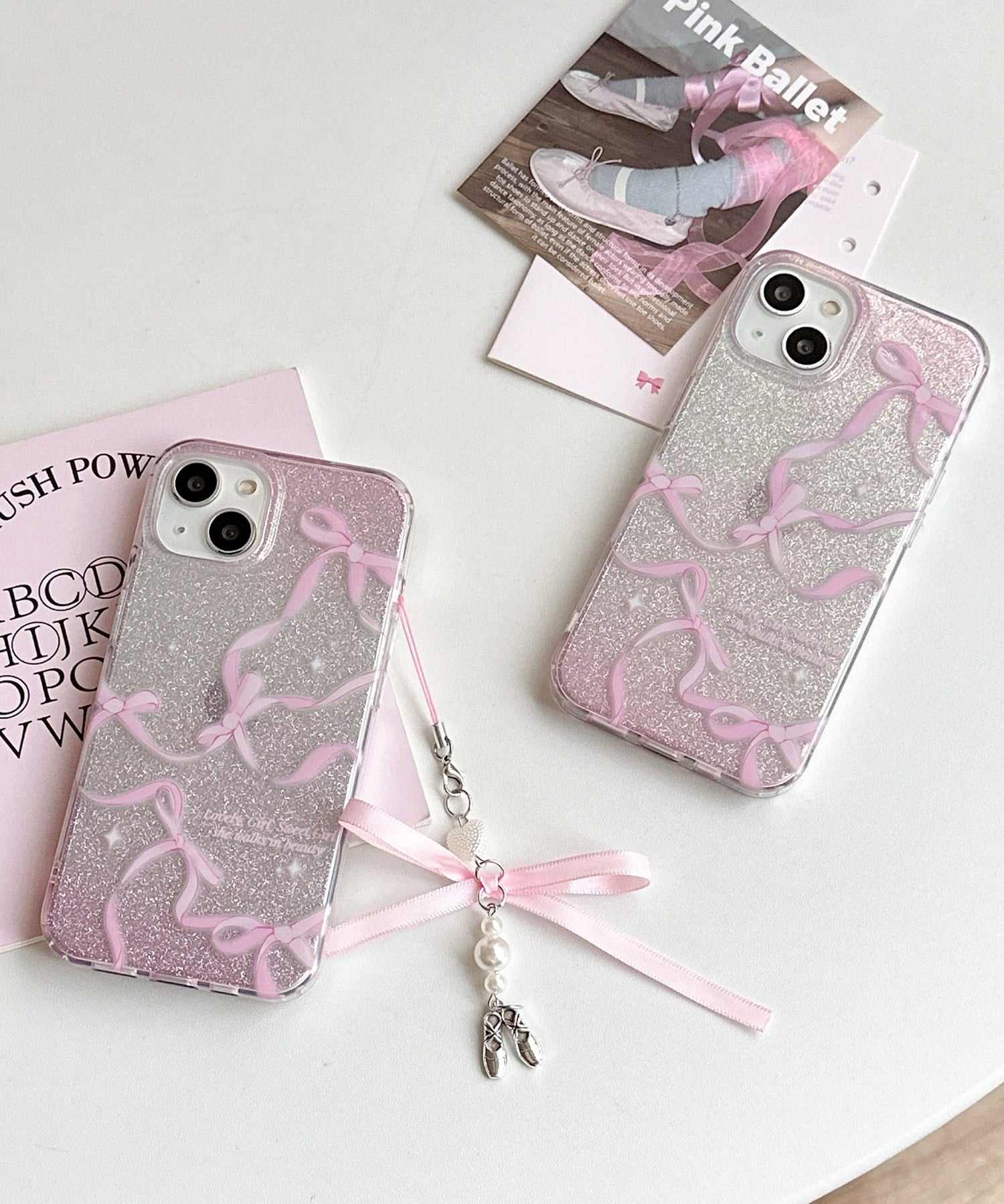 ショップニコニコ ShopNikoNiko ストラップ付 リボングリッター iPhone 15 14 スマホケース ma 【即納】バレエコア Y2K iPhoneケース 韓国スマホケース リボンリボン柄 (フリー) フリー