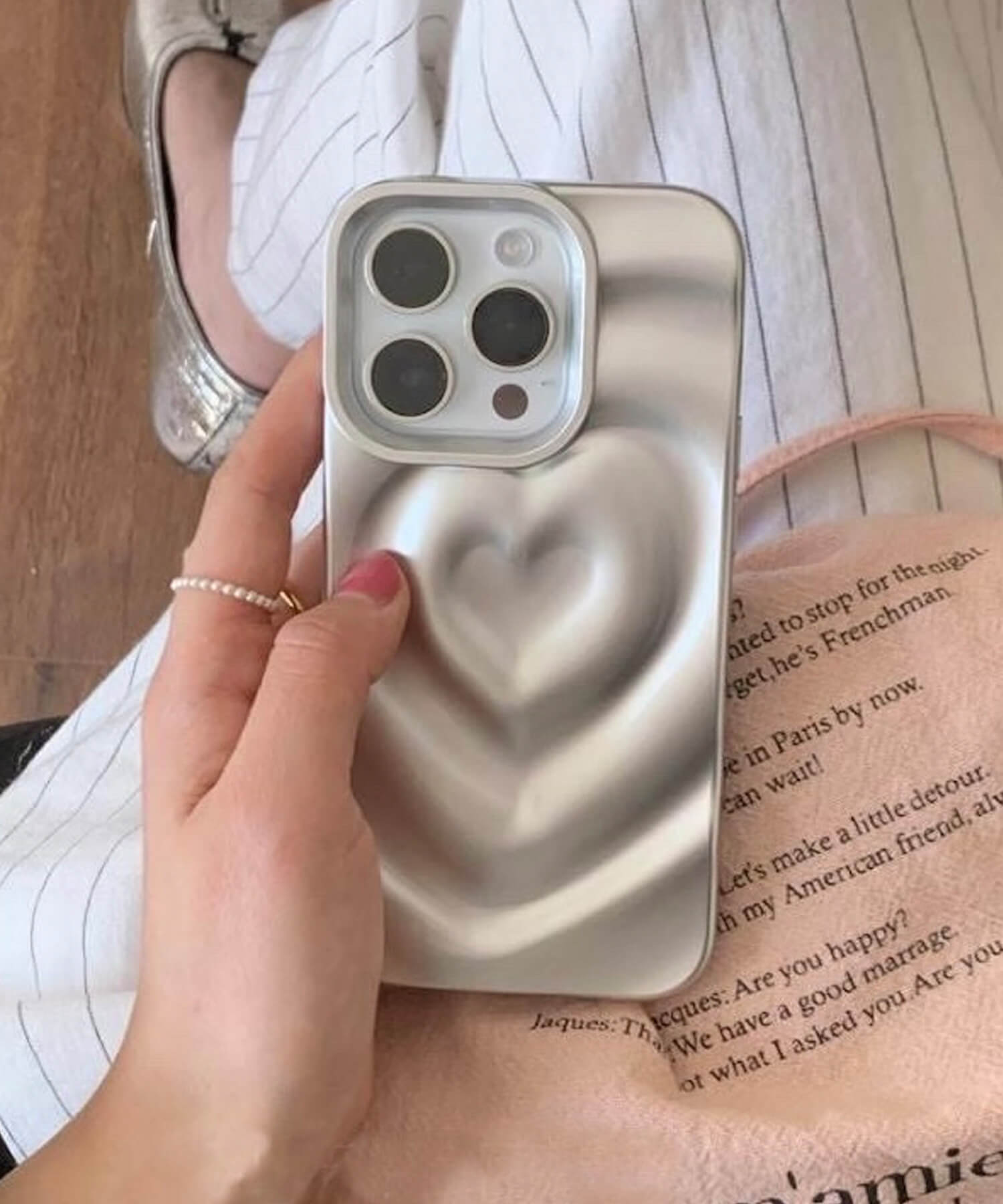 ショップニコニコ ShopNikoNiko シルバーハート ぷっくり スマホケース ma 【即納】 iPhoneケース スマホカバー アイフォン ハート ウェーブ 立体 3D 凹凸 うねうね シリコン (シルバー) シルバー