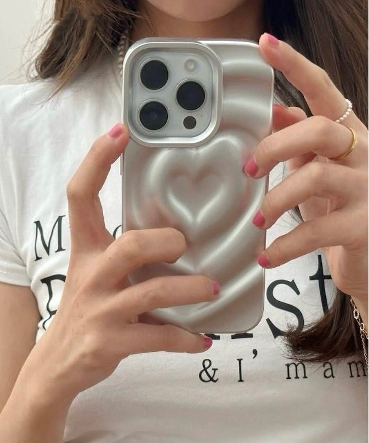 ショップニコニコ ShopNikoNiko シルバーハート ぷっくり スマホケース ma 【即納】 iPhoneケース スマホカバー アイフォン ハート ウェーブ 立体 3D 凹凸 うねうね シリコン (シルバー) シルバー