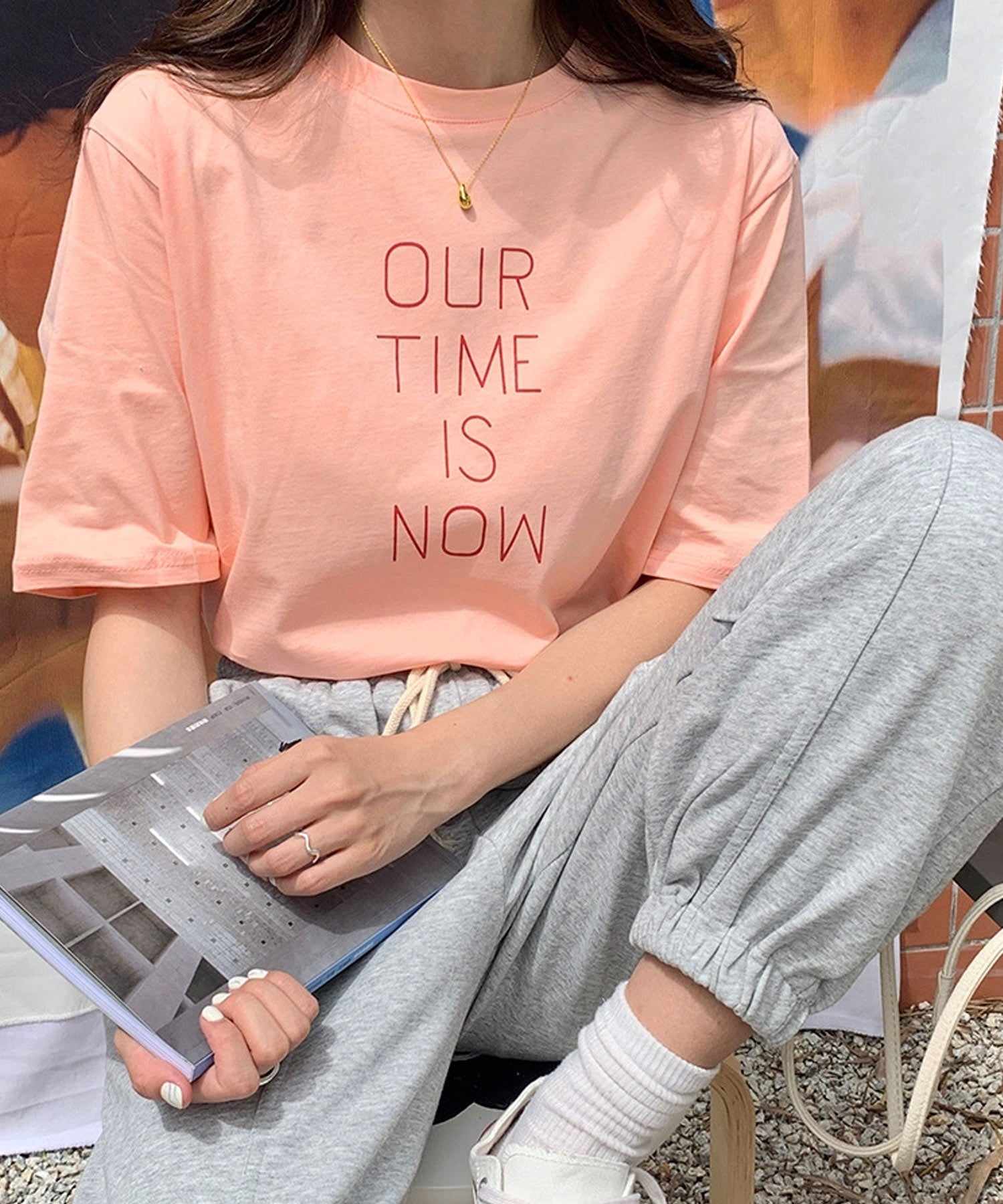 ショップニコニコ ShopNikoNiko ロゴプリント パステルカラー 半袖Tシャツ ma 【即納】韓国カジュアル 韓国ガーリー 春 夏 秋 ベーシックTシャツ クルーネック ロゴプリント ロゴT ロゴTシャツ (ピンク) ピンク