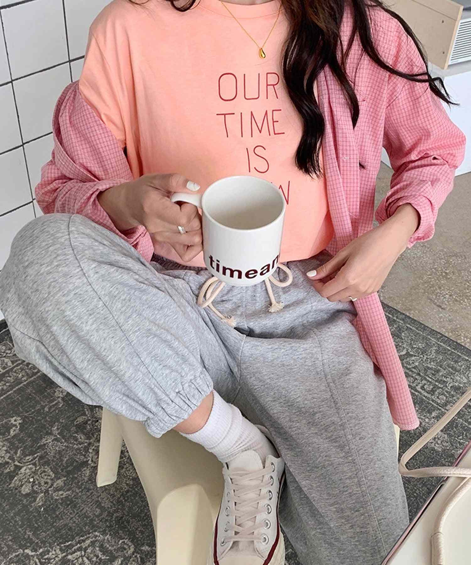 ショップニコニコ ShopNikoNiko ロゴプリント パステルカラー 半袖Tシャツ ma 【即納】韓国カジュアル 韓国ガーリー 春 夏 秋 ベーシックTシャツ クルーネック ロゴプリント ロゴT ロゴTシャツ (ピンク) ピンク