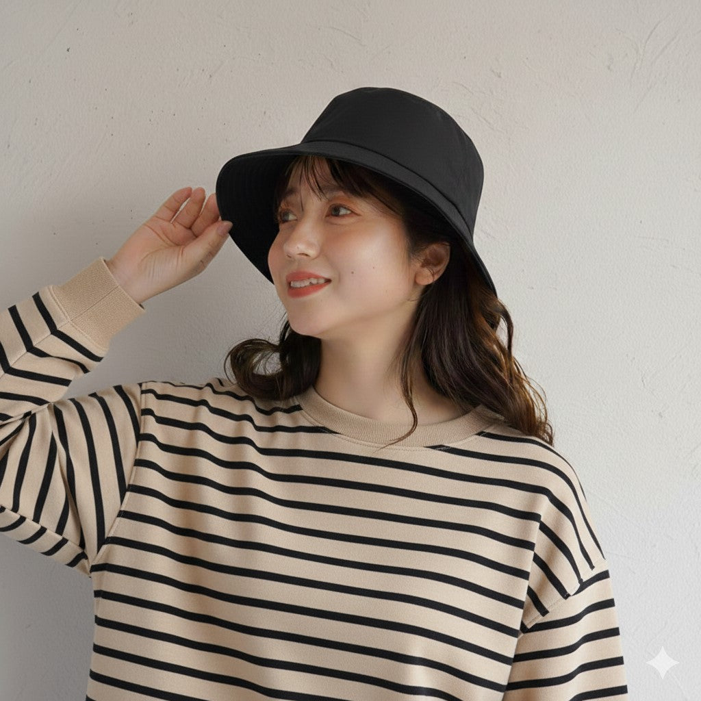 ナチュアンドダイアリー Nachu & Diary 遮光・遮熱UVカットハット バケットハット (ブラック) ブラック
