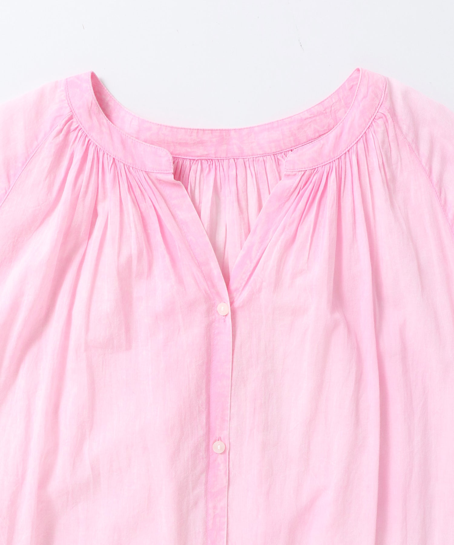 ノイア Noia コットンボイル 七分袖 ボリュームスリーブ シャツワンピース (グレイッシュブルー) グレイッシュブルー