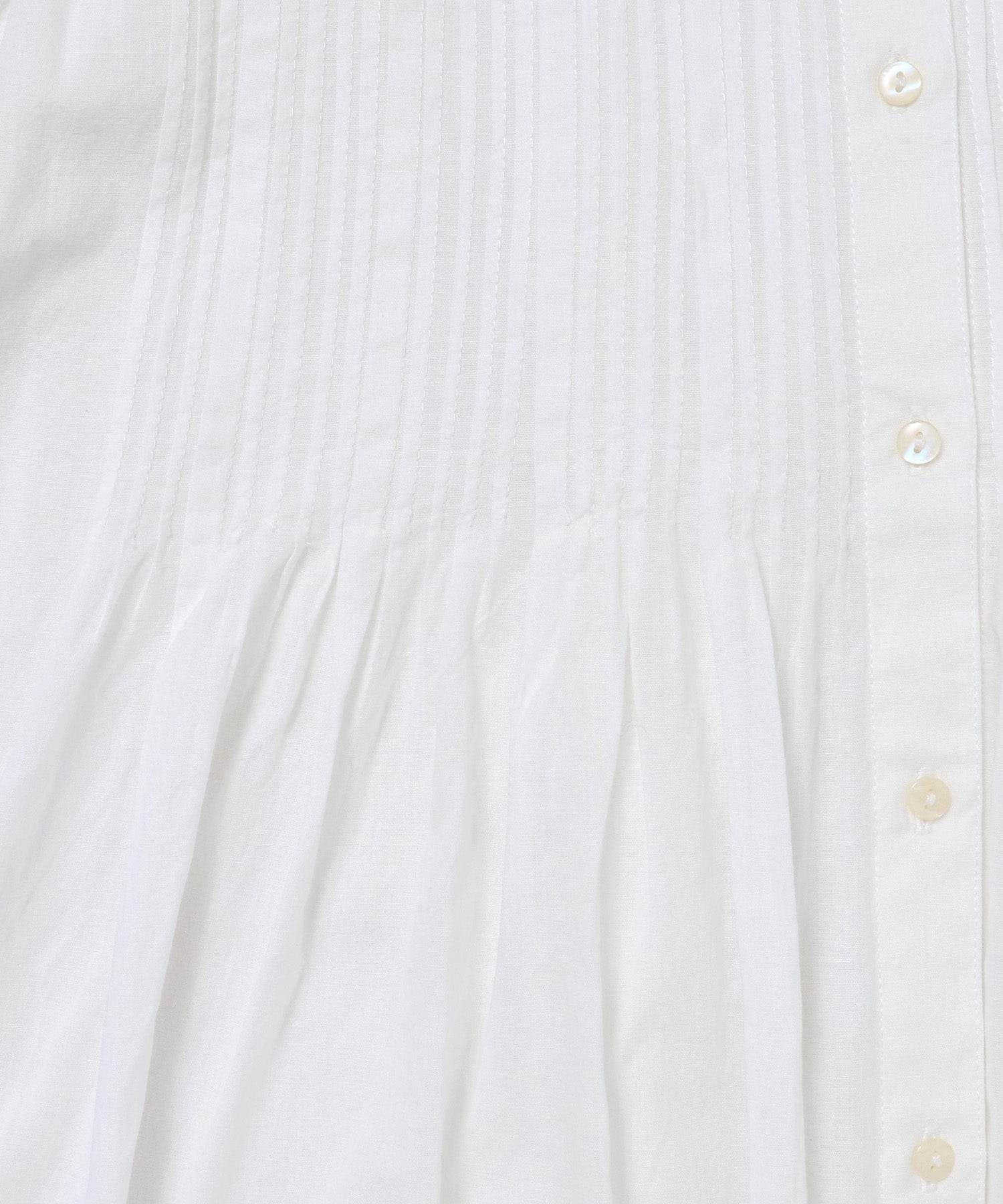 ノイア Noia ピンタック フレンチスリーブ シャツワンピース (ライトカーキ) ライトカーキ