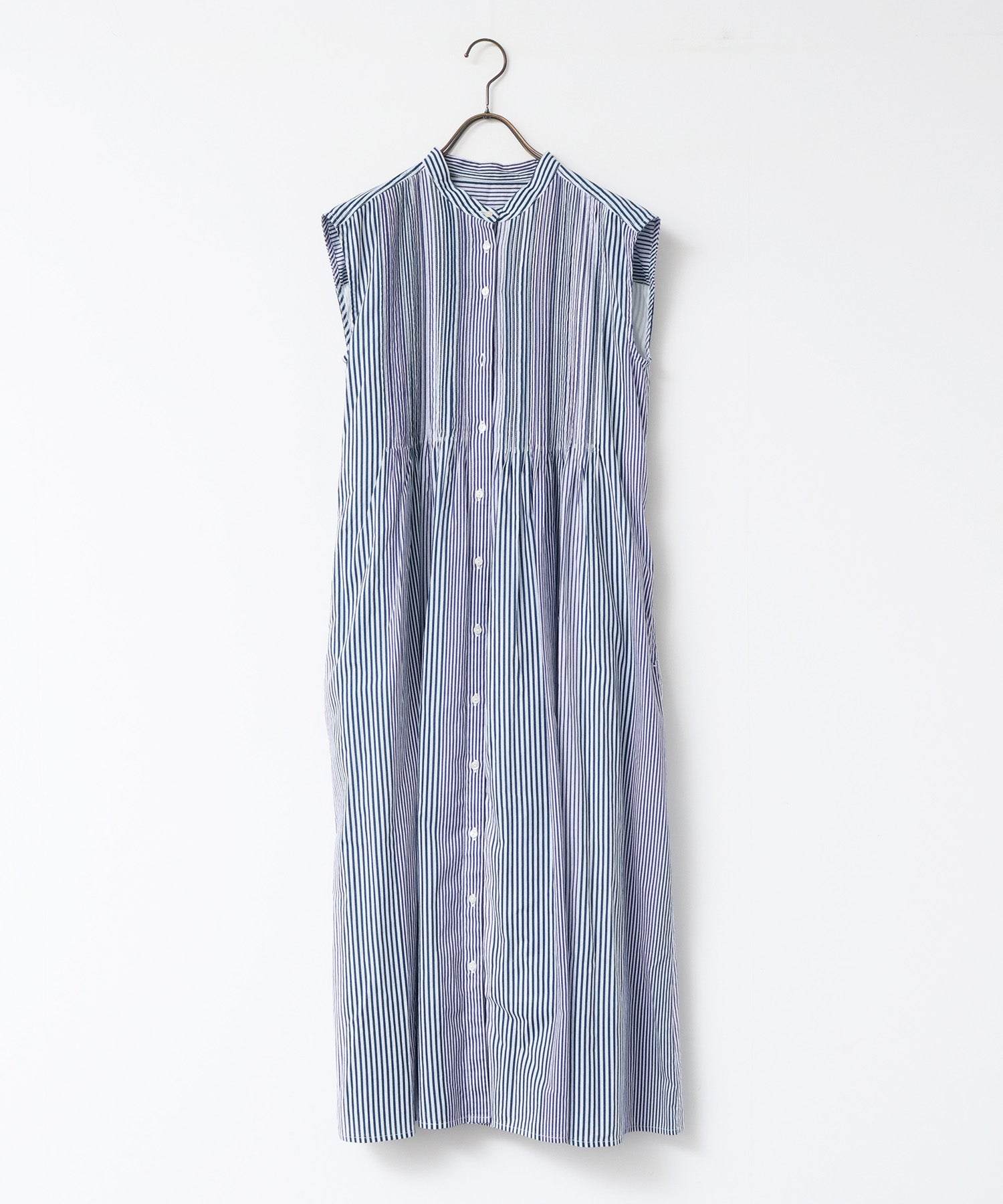 ノイア Noia ピンタック フレンチスリーブ シャツワンピース (ライトカーキ) ライトカーキ