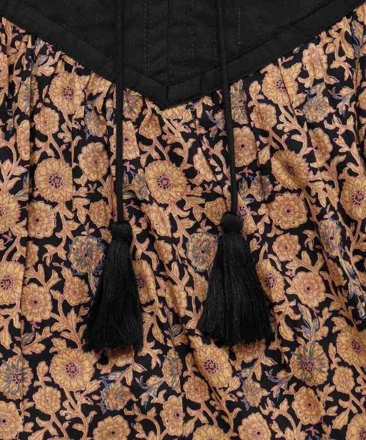 ノイア Noia 花柄 コットンモダールワンピース (ブラック) ブラック