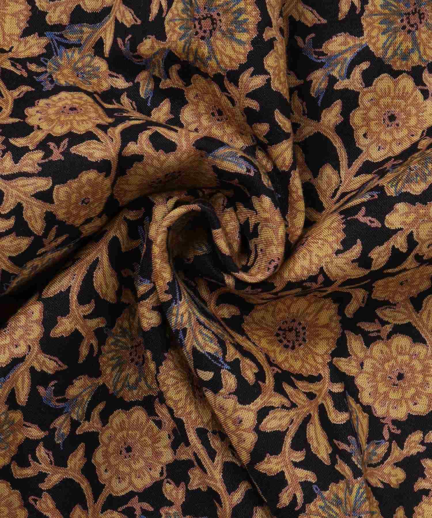 ノイア Noia 花柄 コットンモダールワンピース (ブラック) ブラック