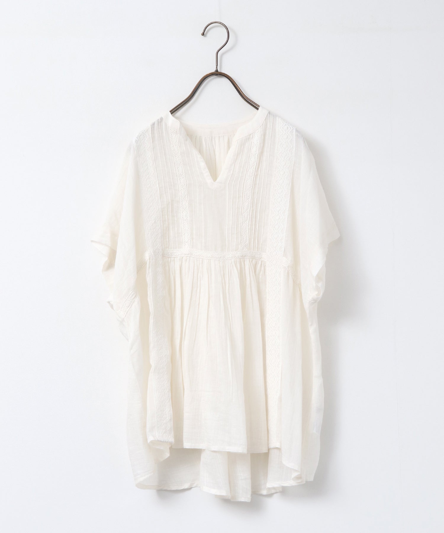 ノイア Noia ピンタック レースブラウス (オフホワイト) オフホワイト