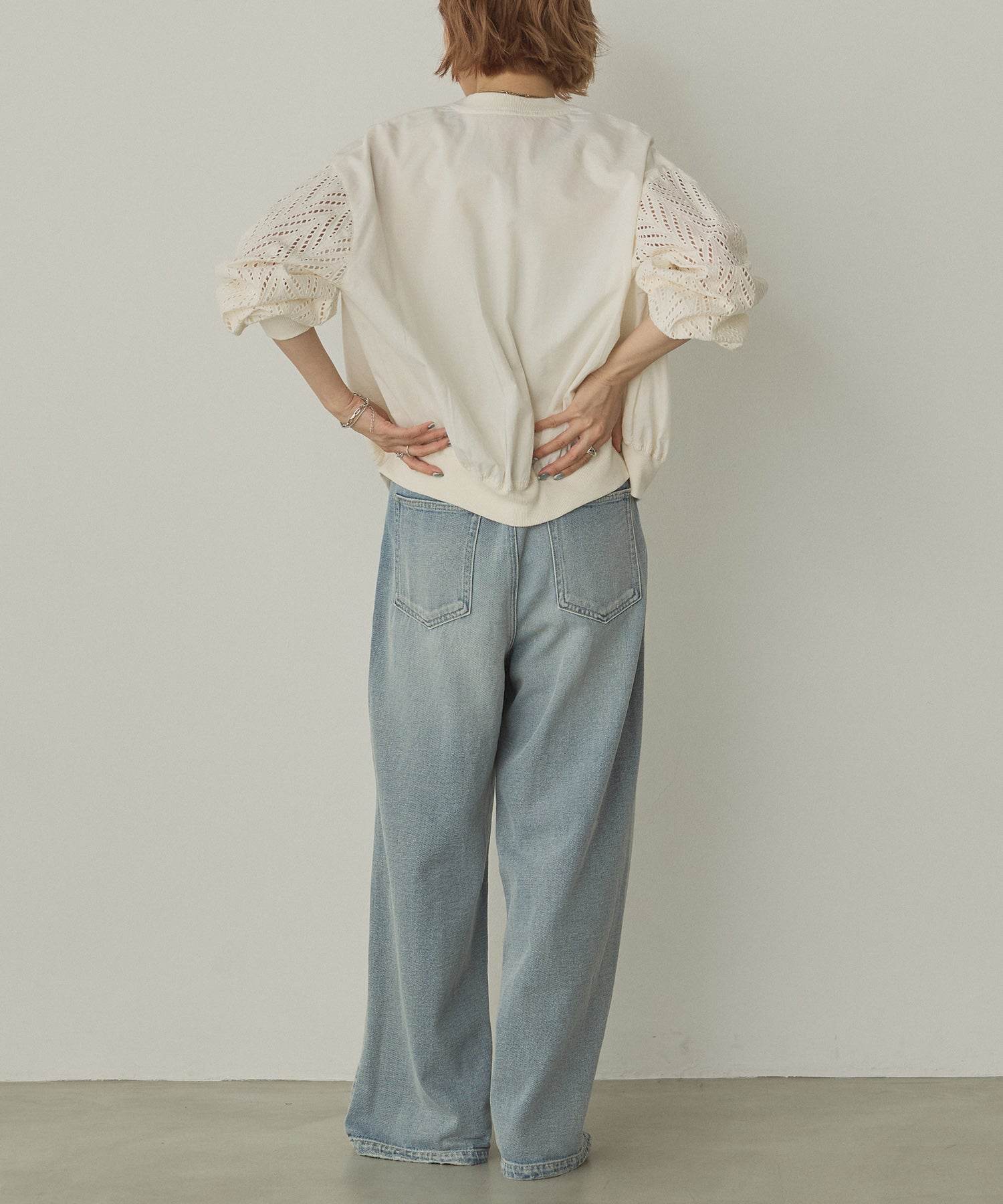 ノイア Noia コットンシフリー 袖刺繍ブルゾン (オフホワイト) オフホワイト