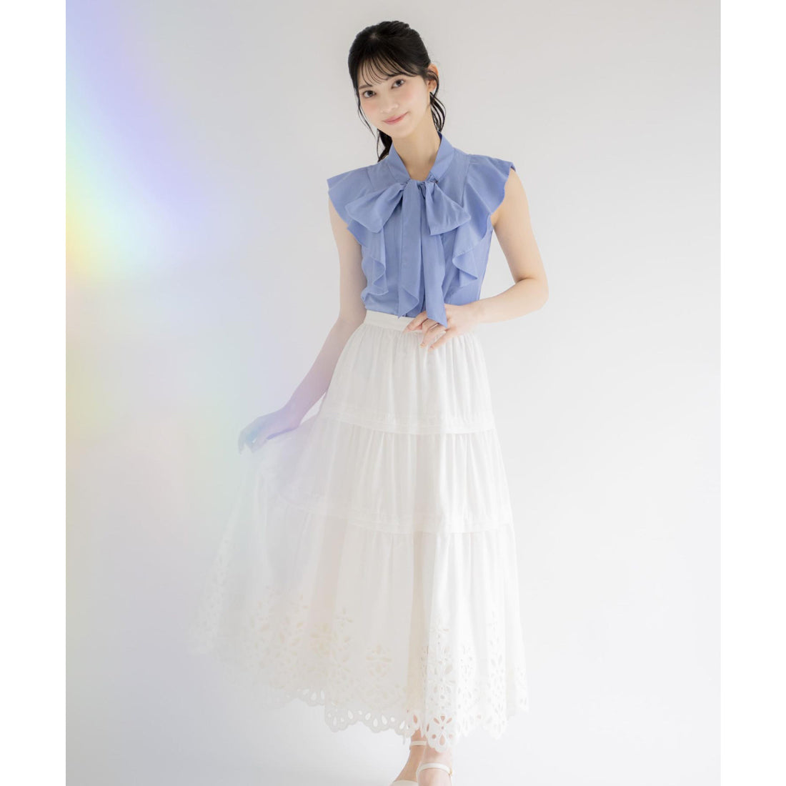 ノエラ NOELA 刺繍マキシスカート (オフホワイト) オフホワイト