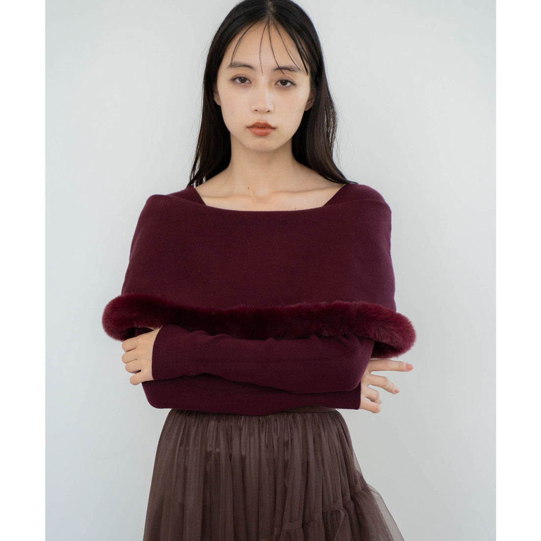 ノエラ NOELA ファートリムニット (ボルドー) ボルドー