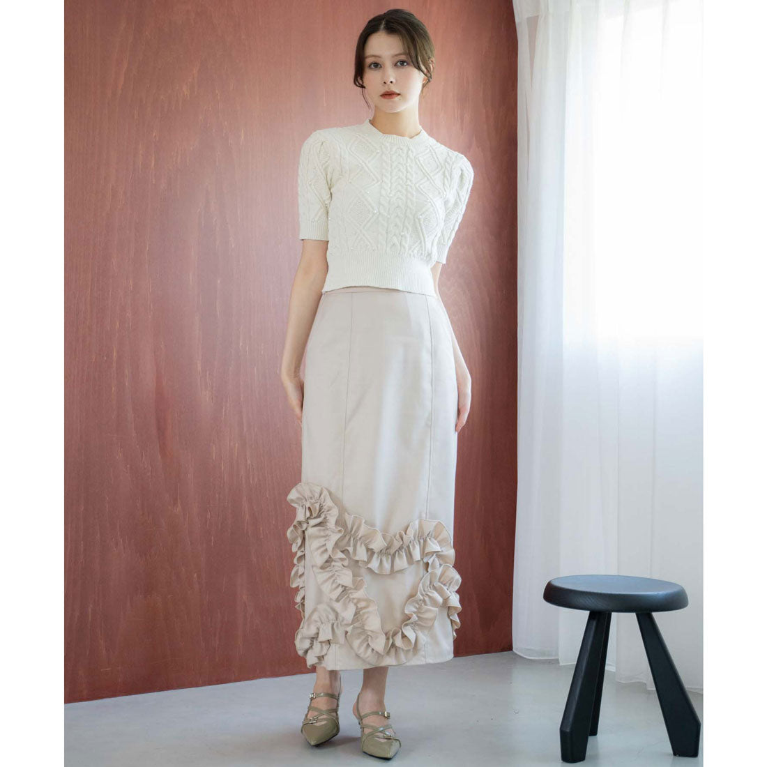 ノエラ NOELA ケーブルパールニット (オフホワイト) オフホワイト