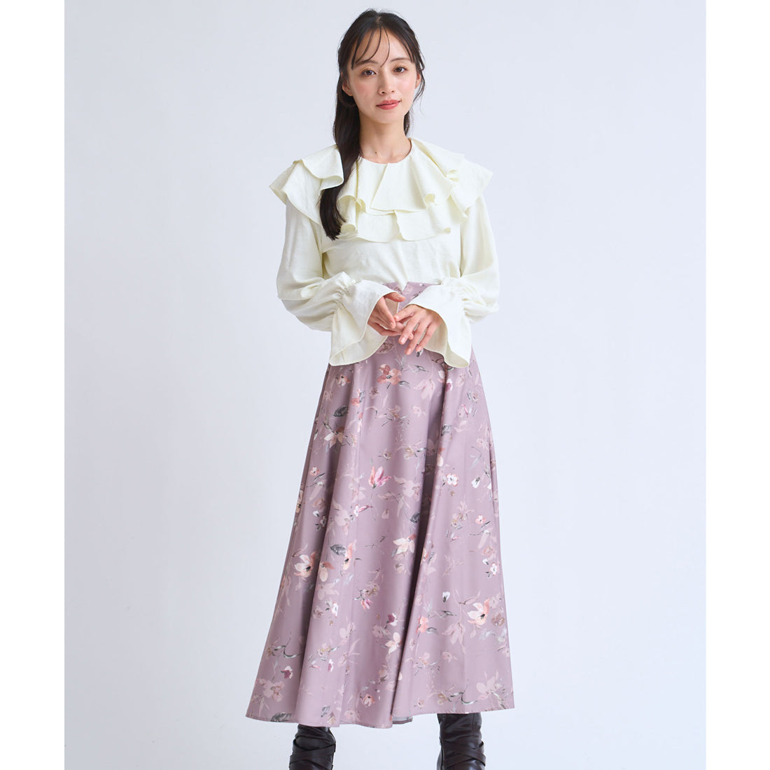 ノエラ Noela クラシカルフラワースカート (モカ) モカ