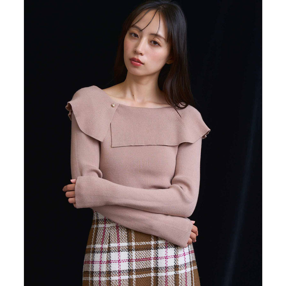 ノエラ NOELA アシメケープニット (ベージュ) ベージュ