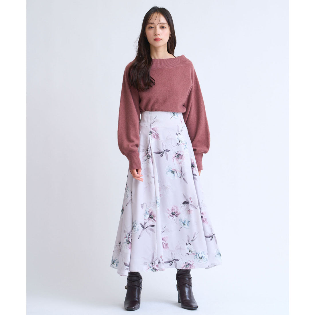 ノエラ NOELA シャドーフラワースカート (ピンク) ピンク