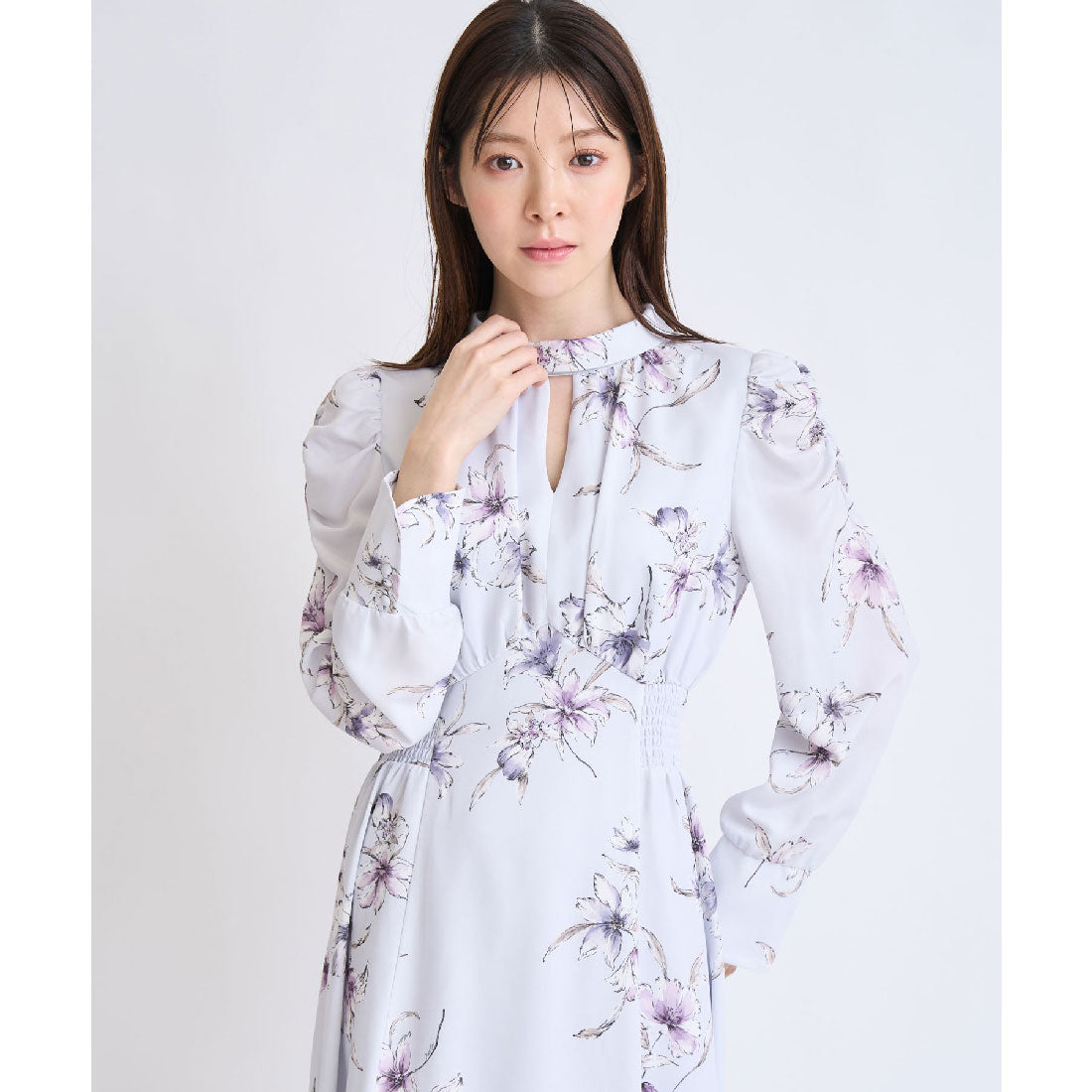 ノエラ NOELA 線描きフラワーワンピース (サックス) サックス