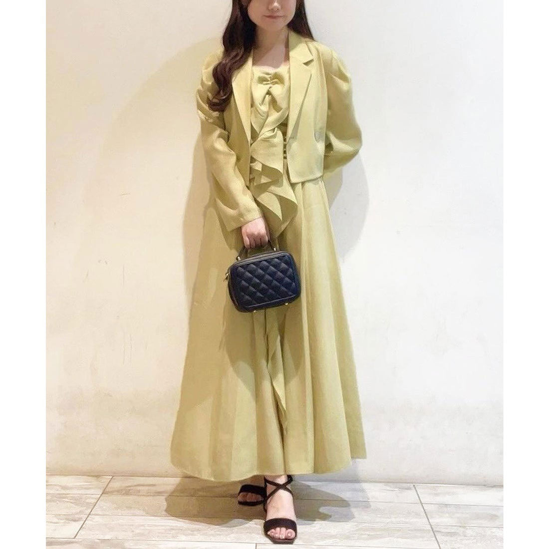 ノエラ Noela シャーリングデザインキャミワンピ,ライトグリーン