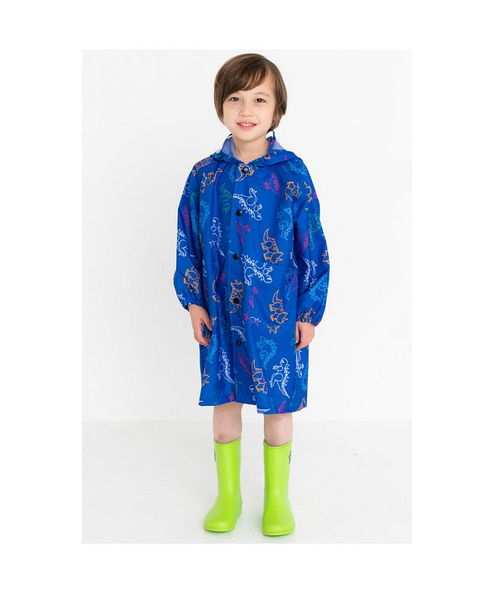 バックヤードファミリー BACKYARD FAMILY キッズレインコート 男の子,恐竜ブルー