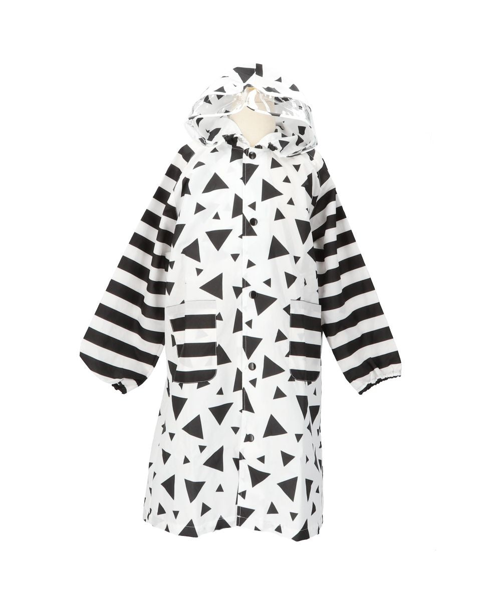 バックヤードファミリー BACKYARD FAMILY キッズレインコート 男の子,三角ボーダーオフホワイト
