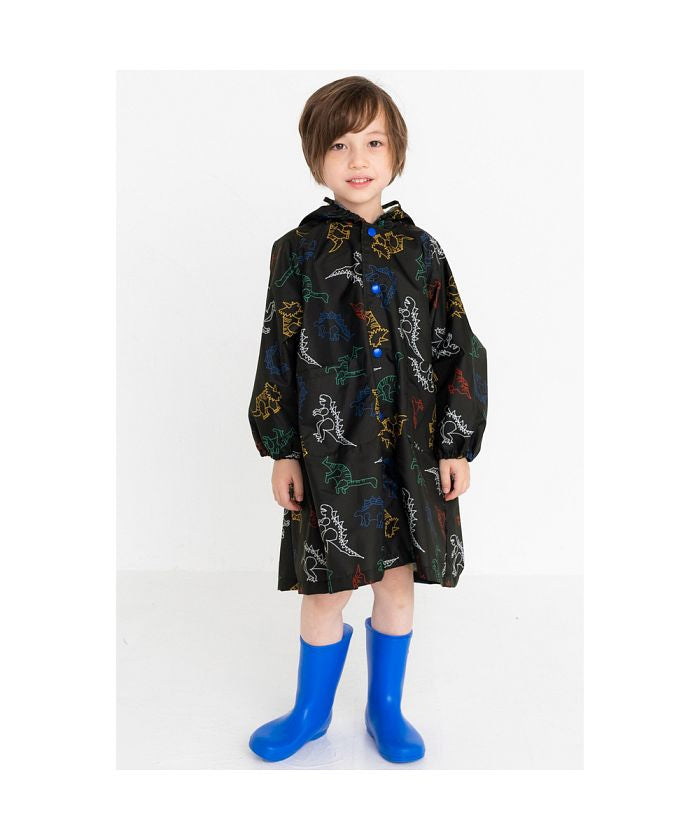 バックヤードファミリー BACKYARD FAMILY キッズレインコート 男の子,恐竜ブラック