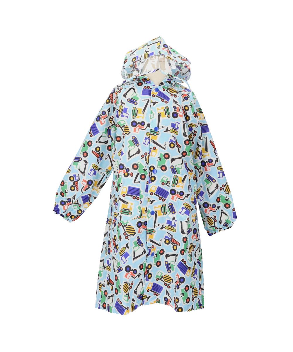 バックヤードファミリー BACKYARD FAMILY キッズレインコート 男の子,働く車ブルー