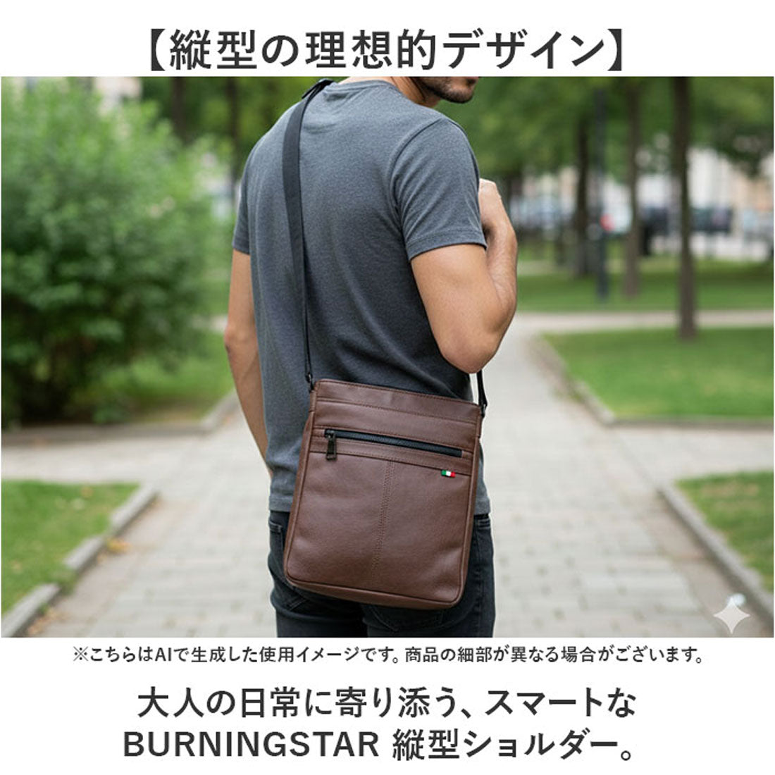 バックヤードファミリー BACKYARD FAMILY BURNINGSTAR 合皮ショルダーバッグ 縦型 (ブラック) ブラック