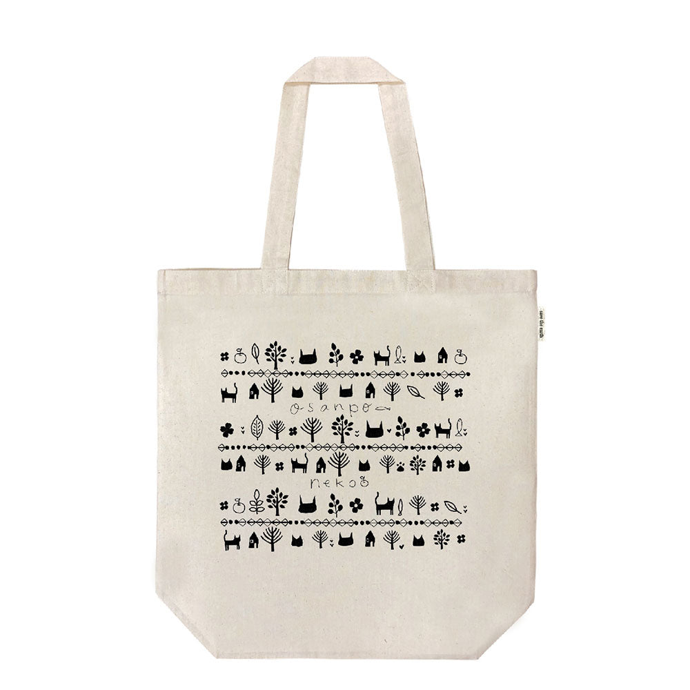 ノーブランド No Brand Save The Earth ORGANIC COTTON エコバッグ トートバッグ Mサイズ,206.おさんぽネコ
