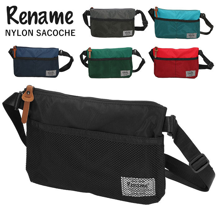 ノーブランド No Brand Rename メッシュポケット ナイロンサコッシュバッグ RSN71019 (ブラック) ブラック