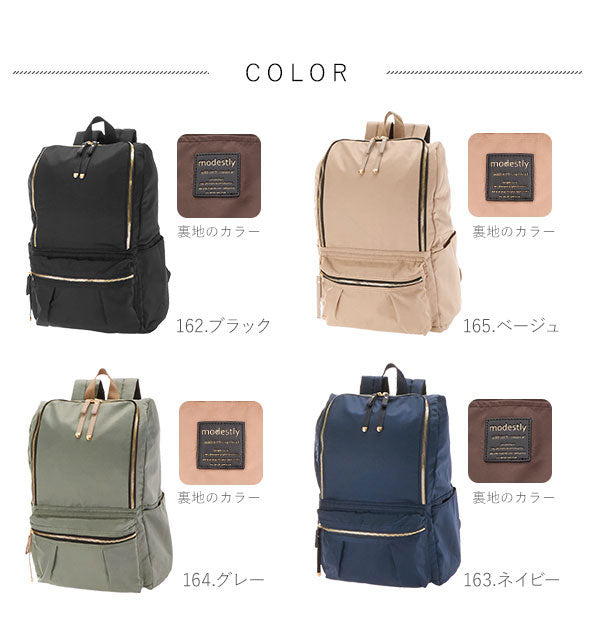 ノーブランド No Brand 光沢ポリエステルラウンドファスナーリュック YS18-0390 ママリュック